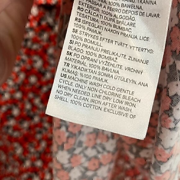 H&M One Shoulder Top Red White Navy Blue Floral Ruffle Trim 100% Cotton Tank 4XL - Picture 9 of 13